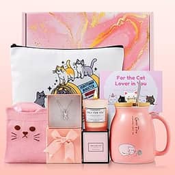 Presentes de gato para amantes de gatos, presentes para amantes de gatos para mulheres, melhor caixa de presente para mãe de gato para Natal, aniversário, dia das mães, presentes temáticos de gato