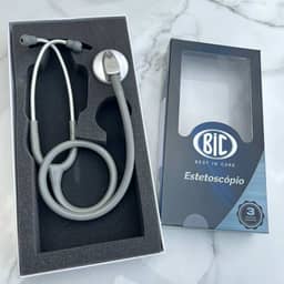Estetoscópio Adulto Unisson Standard Cinza BIC - Ideal para Estudantes Enfermagem e Veterinária