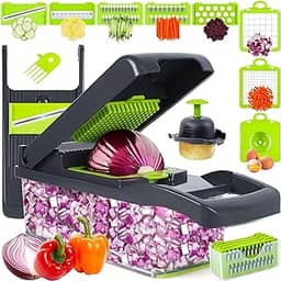 Cortador de Legumes Multifuncional 10 em 1 - Fatiador de Bandolim, Máquina de Cortar Alimentos Profissional para Cebola e Vegetais