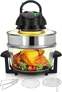 NutriChef Convecção Forno Torradeira De Bancada Cozinha Saudável Air Frigerador Frigerador Forno, Assar, Grelhados, Ava A Vapor, Assado E Air-Fry, Inclui Tigela De Vidro, Cremalheira De Carne