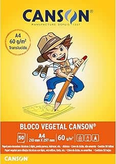 CANSON Escolar, Papel Vegetal Semitransparente em Bloco, Tamanho A4