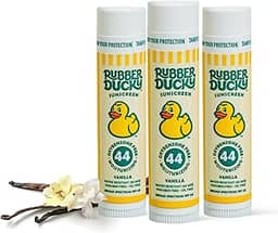 Rubber Ducky | Protetor labial com FPS 44, protetor solar resistente à água | vegano, sem cor, sabor baunilha, com vitamina E | Todas as estações - Protetor solar de amplo espectro para lábios