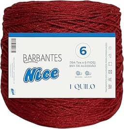 Barbante Parafinado Colorido Para Crochê Fio 6-1kg (VERMELHO BORDO)