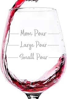 Taça de vinho engraçada Mom Pour - Melhores presentes de Natal para mãe, mulheres, ela - Ideia de presente exclusiva para mãe de natal de filho, filha, marido - presente de aniversário divertido novidade para mãe, esposa, amiga, irmã adulta