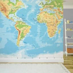 Papel de Parede Mapa Mundi Painel 4 rolos - 6m²