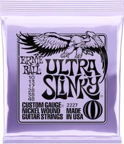 Cordas para guitarra elétrica Ernie Ball Ultra Slinky, revestimento de níquel, calibre 10-48