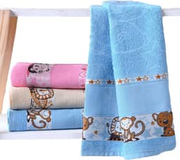 Toalha De Banho Bebe Infantil Menina Menino 100% Algodão Masculino Grande Personagem Praia Carinho Ponto Cruz Para Bordar (Azul, Banho)