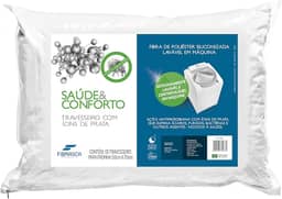 Travesseiro Saúde e Conforto Íons de prata - Anti bactericida - Fibra integralmente lavável - P/ fronhas 50x70 cm - Fibrasca, Branco