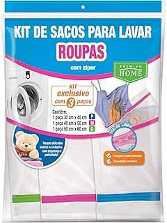 Kit 3 peças Saco para Lavar Roupa com zíper - Tam. P, M, G | Premium Home (Ref.: 429)