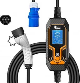 Carregador para Carro Elétrico Portátil, 3,5KW-7KW 20-32A 85-264V Type 2, Cabo de 5M,Carregador EV Tipo 2 para Carros Elétricos e Híbridos,Uso interno/externo,IEC62196-2 (7.0KW 32A)
