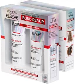 L'Oréal Paris Elseve Bond Repair Kit Reparação Molecular com Ácido Cítrico para Cabelos Danificados, Reconstrói Ligações e Devolve Força (Shampoo + Condicionador + Sachê Pré-Shampoo)