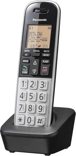 Panasonic Telefone sem fio compacto com DECT 6.0, LCD âmbar de 4.1 cm e teclado HS iluminado, bloco de chamadas, identificador de chamadas, vários idiomas de exibição - 1 aparelho - KX-TGB810S