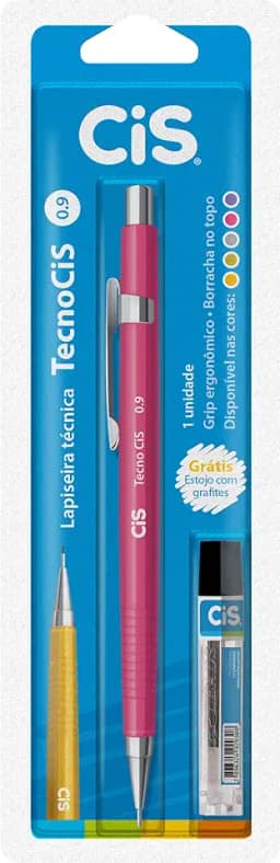 Lapiseira Técnica Tecnocis 0.9 mm Blister Lapiseira CIS, Rosa