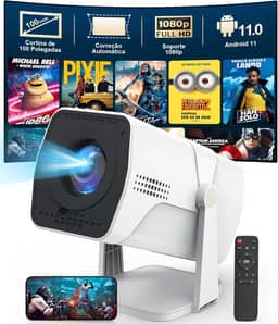 Mini Projetor Portátil 5G WiFi 6 Bluetooth Android，Suporte 4K e 1080P Full HD, 180° Giratório, Keystone Automático, Compatível com Android/iOS/HDMI/USB/Áudio, Tela de Projeção Grátis，Ideal para Casa
