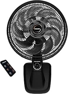 Ventilador de Parede Mallory Smart Control – Controle Remoto, Oscilação Direcionada, Potência de 140W, Sistema Smart Swing, Hélice de 15 Pás – Preto/Grafite - 220V