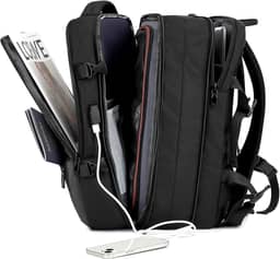 Mochila de Viagem Expansivel Grande Masculina Feminina,Mochila Avião para Notebook 17,Executiva,Antifurto,Reforçada,USB,Impermeável,Escolar,Faculdade,Trabalho,Presente