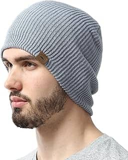 Gorro de inverno para homens e mulheres – Touca canelada de malha diária – Bonés de caveira tobogã elegantes quentes e macios para clima frio