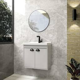 Gabinete Armario para Banheiro 100% MDF com Cuba - Siena Lineo 50cm