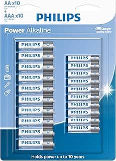 PHILIPS Pilha alcalina do tipo AA e AAA C/10 AA E 10-AAA, Branco, azul e cinza, padrão, LR036P20BP/59