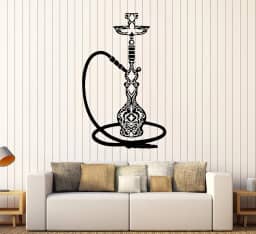 Decalque de parede de vinil fumar narguilé fumando café adesivos grande decoração (1060ig) preto