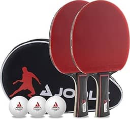 JOOLA Duo Pro Conjunto de 2 raquetes de tênis de mesa profissionais, três bolas de pingue-pongue avançadas de 3 estrelas e estojo de transporte – Raquetes avançadas de tênis de mesa