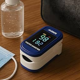 Oxímetro Digital De Dedo, Medidor De Saturação De Oxigênio E Batimentos Cardíacos, Portátil, Tela LED, Marca VARENZIA