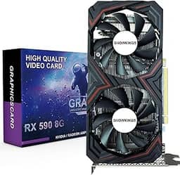SHOWKINGS Placa de vídeo Radeon RX 590 GME, 8GB GDDR5 2304SP 256bit 1340MHz GPU placas gráficas de computador, interface HDMI DP DVI, suporta placas de vídeo de até 8K para PC