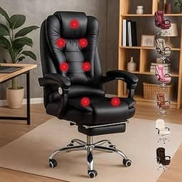 Led Tools - Cadeira de Massagem Presidente Com 7 Pontos Massagem E Apoio Pés (Preto)
