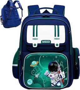Mochila Escolar Ortopedica Infantil Astronauta Impermeavel Espaçosa Menino Ótimo Acabamento Costura Reforçada Alta Durabilidade Proteção Lombar