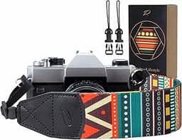 Padwa Lifestyle Alça para câmera – Alças ajustáveis de 5 cm com bordado jacquard retrô