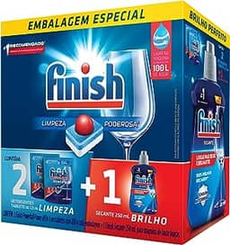 Kit Finish 2 Detergente Power Ball 13 Tabs + Secante Lava Louça 250mL