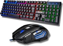 Combo Kit Teclado e Mouse Gamer MTS iluminado com LED Rainbow, Mouse Gamer 3200 DPI Ajustável, Multimídia, Teclado 104 Teclas, ABNT-2, USB Plug & Play – PC, Notebook e Setup