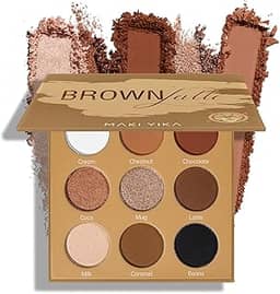 MAKI YIKA Paleta de sombras marrons nude 9 cores, sombra nua, brilho fosco, glitter, maquiagem pigmentada de longa duração - marrom