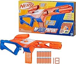 Nerf N Series Pinpoint Lançador com 18 dardos Nerf N1 (compatíveis apenas com os lançadores N Series), em plástico azul e laranja, presente de Dia das Crianças para crianças acima de 8 anos