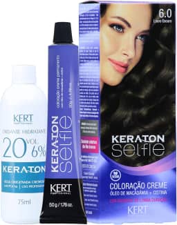 Keraton Coloração Permanente Em Creme Para Cabelos Com Cistina E Óleo De Macadâmia Selfie 50G Nº6.0 Louro Escuro