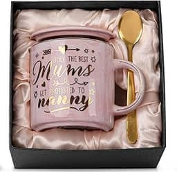Melhores presentes de babá para o dia das mães, caneca de café de cerâmica mármore rosa de 400 ml com estampa dourada, presentes para avó de netos, dia das mães, dia de ação de graças, aniversário e