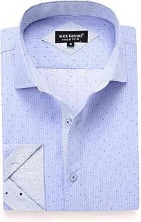 Camisa social masculina estampada manga longa ajuste regular camisa abotoada, Blue6974, G