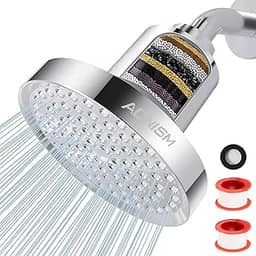 ACNISM Filtro Chuveiro Pure Shower - Chuveiro Fixo com Filtro Integrado 20 Estágios, Peça Única e Ângulo Ajustável - Remove Cloro, Suaviza Água Dura e Protege Cabelo/Pele (Prata, 6')