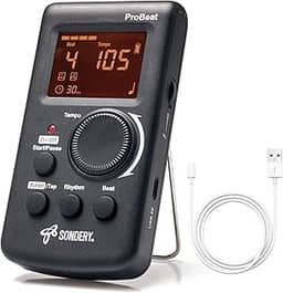 Sondery metrônomo digital para guitarra, piano, bateria e todos os instrumentos com temporizador, contagem vocal em inglês e 3 sons diferentes com entrada para fone de ouvido e luz intermite