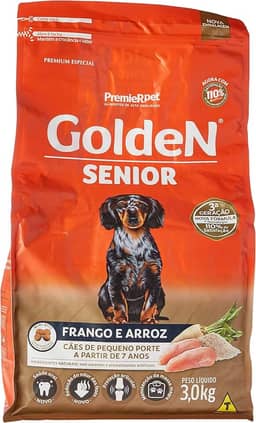 Premier Pet Ração Golden Fórmula Mini Bits Senior Para Cães Adultos De Pequeno Porte Sabor Frango E Arroz 3Kg Para Todas Pequeno Idosos