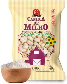 OKOSHI Canjica de Milho com Sal Marinho - Pipoca Saudável, Snacks Saudáveis de Baixa Caloria, Lanches Fit para Dieta, Salgadinho Leve - Vegano, Sem Glúten, Sem Lactose, Sem Gordura Trans, Kosher - 40g