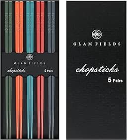 5 pares de hashis reutilizáveis, GLAMFIELDS, palitos de fibra de vidro, laváveis na lava-louças, antiderrapante, 23,8 cm – Conjunto de presente várias cores