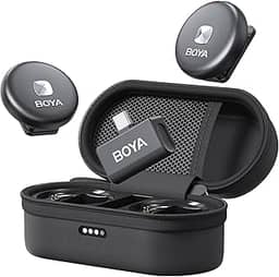 Microfone de lapela sem fio BOYA Omic-U para telefone Android tipo C, cancelamento de ruído, bateria de 5 horas, estojo de carregamento Zíper, Microfone de lapela sem fio USB-C