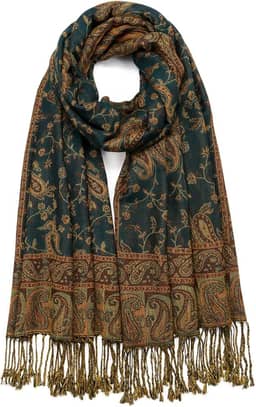 Xale feminino pashmina com estampa caxemira, transpassado, reversível, vintage, jacquard, rave, cachecol com franjas para noite, casamento