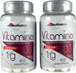 Kit 2 Vitamina D3 10.000UI 60 comprimidos 2 unidades Vegan Sem Lactose Sem Glúten VitaGenus