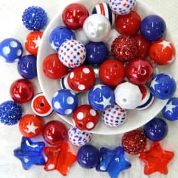 Contas de chiclete de 20 mm para fazer canetas, 50 peças de contas grandes para canetas, mistura a granel de chiclete, contas coloridas de strass para fabricação de joias (azulado)