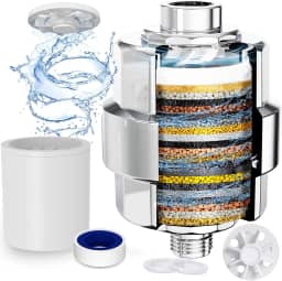 Filtro de chuveiro, EMBATHER Filtro de cabeça de chuveiro de 20 estágios para remoção de água dura cloro/flúor/metais pesados, filtro amaciante de chuveiro de alta saída para cabelo, 1 cartucho –