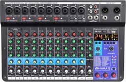 mesa de som, vedo A12 12 canais digital/número profissional portátil com reverb bluetooth usb interface audio/áudio mixer