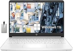 HP Laptop BrightView HD Premium Stream de 14 polegadas, Intel Celeron N4120, 8 GB de RAM, 64 GB eMMC, Intel UHD Graphics, Bluetooth, webcam, 1 ano de escritório 365, WiFi, HDMI, Win 11s, branco,