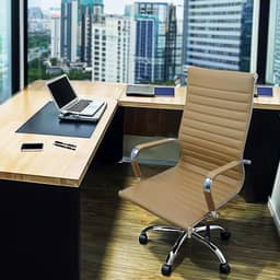 Cadeira Eames Esteirinha Presidente Escritório Boston Eames Alta Bege - Lianto Decor